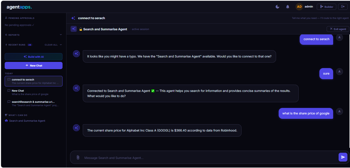 AgentApps end-user portal